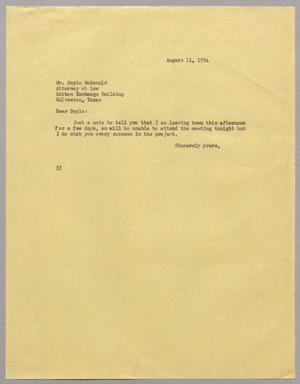 [Letter from Harris L. Kempner to Doyle McDonald, August 11, 1954]