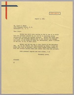 [Letter from Harris L. Kempner to Mr. Lloyd B. Embry, August 9, 1954]