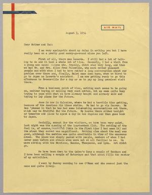 Primary view of object titled '[Letter from Harris L. Kempner to Mr. and Mrs. I. H. Kempner, August 3, 1954]'.