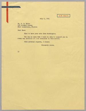 [Letter from Harris L. Kempner to Mr. W. R. Eaton, July 6, 1954]