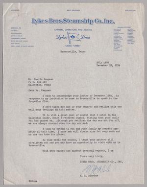 [Letter from N. S. Storter to Mr. Harris Kempner, December 29, 1954]