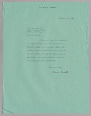 [Copy of Letter from Sidney A. Mitchell to Mr. Lovett Baker, December 27, 1954]