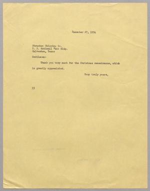 [Letter from Harris Leon Kempner to Strachan Shipping Co., December 27, 1954]