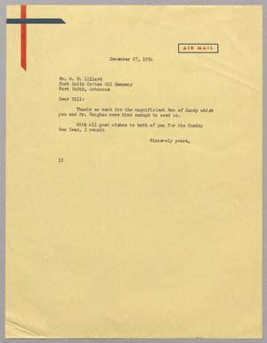 [Letter from Harris L. Kempner to W. H. Lillard, December 27, 1954]