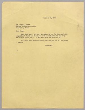 [Letter from Harris L. Kempner to Hugh K. Jones, December 24, 1954]