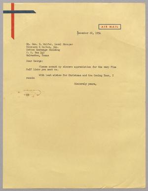 [Letter from Harris L. Kempner to George H. Wolfer, December 22, 1954]