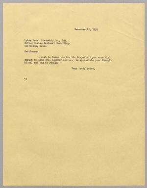 [Letter from Harris L. Kempner to Lykes Bros. Steamship, Co., Inc., December 22, 1954]