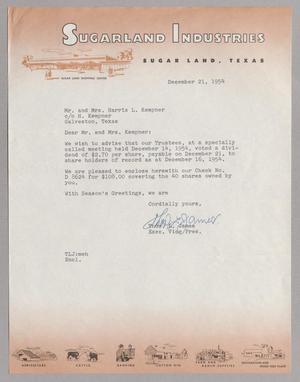 [Letter from Thos. L. James to Mr. and Mrs. Harris L. Kempner, December 21, 1954]