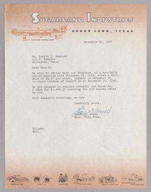 [Letter from Thos. L. James to Mr. Harris L. Kempner, December 21, 1954]