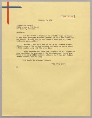 [Letter from Harris L. Kempner to Tiffany & Co., December 9, 1954]