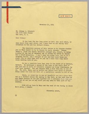 [Letter from Harris L. Kempner to Mr. Sidney A. Mitchell, November 30, 1954]