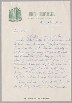 Primary view of object titled '[Letter from Paul Thoumyre to Mr. H. Kempner, November 13, 1954]'.