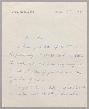 [Letter from Yves Thieullent to Harris L. Kempner, October 7, 1954]