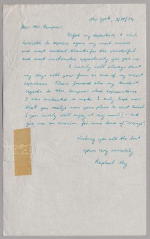 [Letter from Raphael Ney to Harris L. Kempner, September 28, 1954]