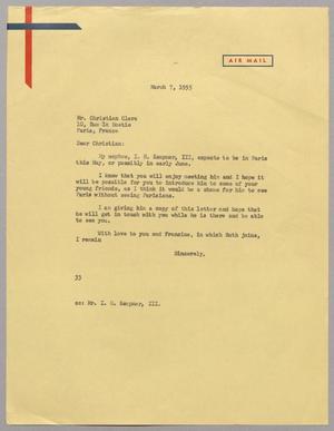 [Letter from Harris L. Kempner to Mr. Christian Clerc, March 7, 1955]