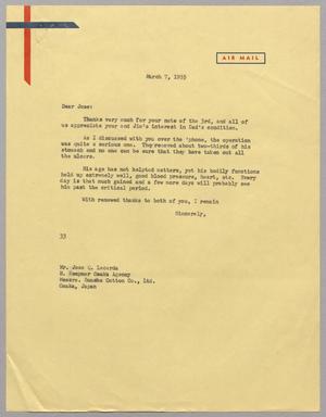 [Letter from Harris L. Kempner to Jose Q. Lacerda, March 7, 1955]