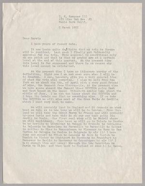 Primary view of object titled '[Letter from I. H. Kempner, III to Harris L. Kempner, March 5, 1955]'.