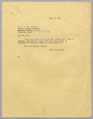 [Letter from Harris L. Kempner to J. L. Lee, March 5, 1955]
