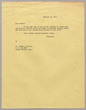 Primary view of object titled '[Letter from Harris L. Kempner to George E. Gibbons, February 25, 1955]'.