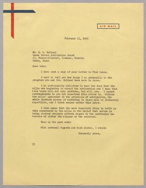 [Letter from Harris L. Kempner to Mr. R. W. Holland, February 11, 1955]