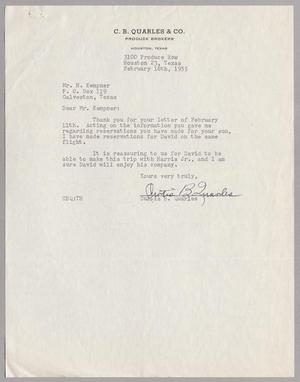 [Letter from Curtis B. Quarles to Mr. H. Kempner, February 16, 1955]
