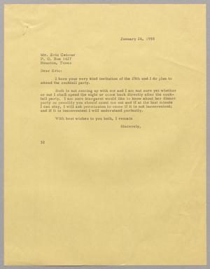 [Letter from Harris L. Kempner to Mr. Eric Catmur, January 26, 1955]