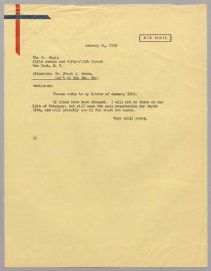 [Letter from Harris L. Kempner to The St. Regis, January 24, 1955]
