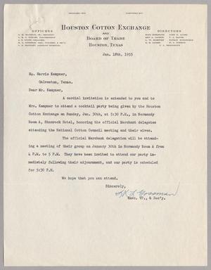 [Letter from H. L. Gossman to Mr. Harris L. Kempner, January 18, 1955]
