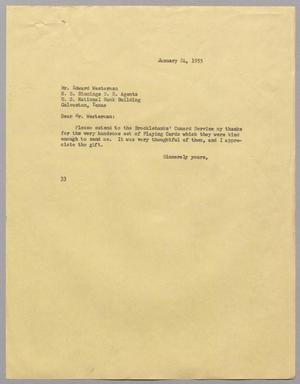 [Letter from Harris L. Kempner to Edward Westerman, January 24, 1955]