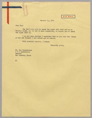 [Letter from Harris L. Kempner to Mr. Dan Oppenheimer, January 14, 1955]