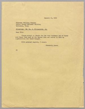 [Letter from Harris L. Kempner to Strachan Shipping Company, January 11, 1955]