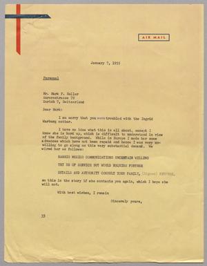 [Letter from Harris L. Kempner to Mr. Mark F. Heller, January 7, 1955]