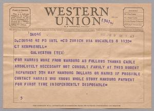 [Telegram to Kempner, January 8, 1955]
