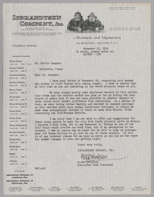 Primary view of object titled '[Letter from Isbrandtsen Company, Inc. to Mr. Harris Kempner, December 27, 1955]'.