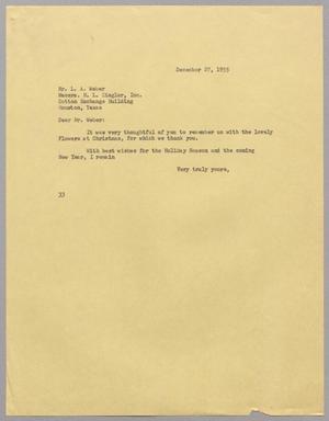 [Letter from Harris Leon Kempner to Lloyd A. Weber, December 27, 1955]