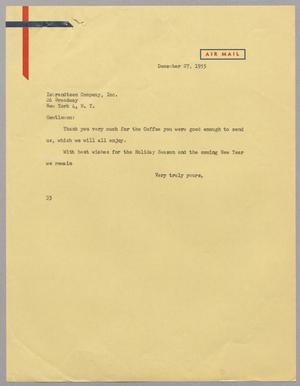[Letter from Harris L. Kempner to the Isbrandtsen Company, Inc., December 27, 1955]