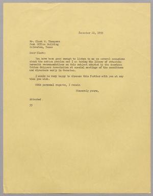 [Letter from Harris L. Kempner to Mr. Clark W. Thompson, December 22, 1955]