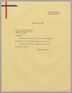 [Letter from Harris L. Kempner to Messrs. J R. Fleming & Co., December 22, 1955]