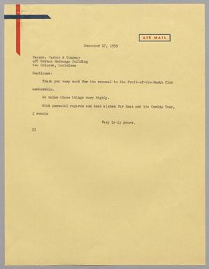 [Letter from Harris L. Kempner to Pardue & Company, December 17, 1955]
