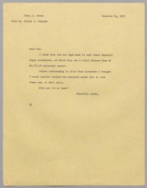 [Letter from Harris L. Kempner to Thos. L. James, December 14, 1955]