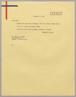 [Letter from Harris L. Kempner to Mr. Mark F. Heller, December 5, 1955]