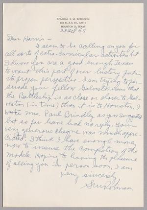 [Letter from Admiral S. M. Robinson to Harris, October 28, 1955]