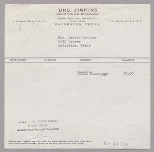 Primary view of object titled '[Invoice for Balance Due to Drs. Jinkins, September 1955]'.