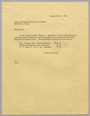 [Letter from A. H. Blackshear, Jr. to Texas Prudential Insurance Company, September 26, 1955]