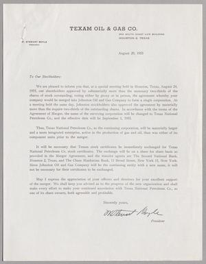 [Letter from W. Stewart Boyle to stockholders, August 29, 1955]
