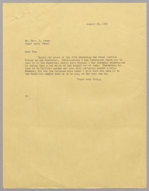 [Letter from Harris L. Kempner to Mr. Thos. L. James, August 26, 1955]