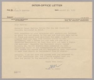 [Inter-Office Letter from Thomas L. James to Harris Leon Kempner, August 25, 1955]