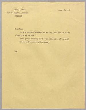 [Letter from Harris L. Kempner to Thos. L. James, August 6, 1955]
