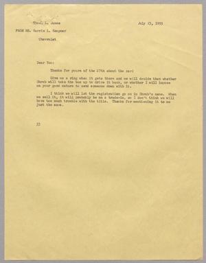 [Letter from Harris L. Kempner to Thos. L. James, July 23, 1955]