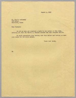 [Letter from A. H. Blackshear, Jr. to St. Mary's Infirmary, August 4, 1955]
